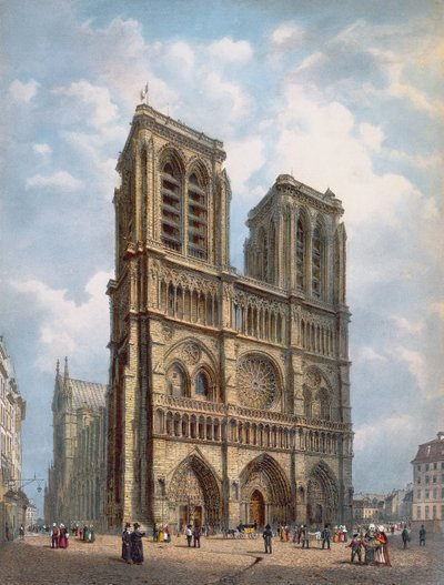 Ansicht der Westfassade der Kathedrale Notre-Dame, Paris, ca. 1840 von Philippe Benoist
